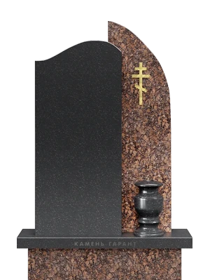 Элегантный памятник из черного и коричневого гранитов